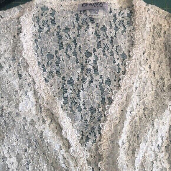 Peaces size Medium Lace & Fringe long sleeved open cardigan made in USA - Picture 5 of 7